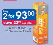 Fizz C 1000 mg 20 Effervescent Tablets-For 2