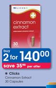 Clicks Cinnamon Extract 30 Capsules-For 2