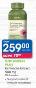 GNC Herbal Plus Echinacea Extract 500 mg 100 Capsules-Per Pack