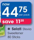 Selati Stevia Sweetener 80 Sticks-Per Pack