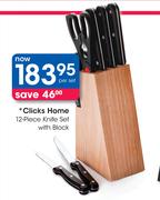 Clicks Home 12-Piece Knife Set With Block
