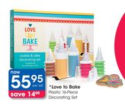 Love To Bake Plastic 16-Piece Decorating Set 