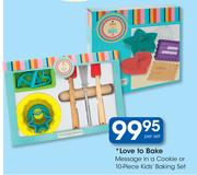 Love To Bake Message In A Cookie Or 10-Piece Kids' Baking Set