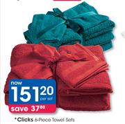 Clicks 6-Piece Towel Sets