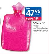 Clicks PVC Ribbed Hot Water Bottle Assorted Colours