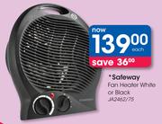 Safeway Fan Heater White Or Black JA2462/75-Each