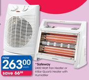 Safeway 2400 Watt Fan Heater Or 4-Bar Quartz Heater With Humidifier-Each