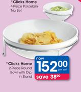 Clicks Home 2-Piece Round Bowl With Dip, In Stand