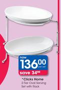 Clicks Home 2-Tier Oval Serving Set With Rack