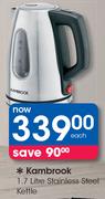 Kambrook 1.7Ltr Glass Stainless Steel Kettle