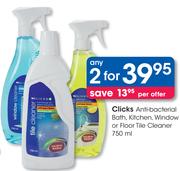 Clicks Anti-Bacterial Bath, Kitchen, Window, Or The Floor Tile Cleaner-2x750ML