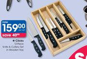 Clicks 12 Piece Knife & Cutlery Set In Wooden Tray-Per Set
