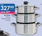 Clicks 6 Piece Stainless Steel Pot Set-Per Set