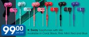 Sway Earphones With Mic-Per Pair