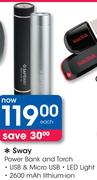 Sway PowerBank And Torch-Each