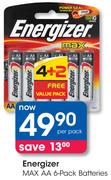 Energizer Max AA 6 Pack Batteries-Per Pack