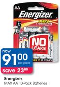 Energizer Max AA 10 Pack Batteries-Per Pack