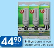 Philips Genie 11 Watt Energy Saver Light Bulbs-Each
