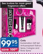 Coty Exclamation Gift Set Of Anti-Perspirant Roll-On, Spray Colonge And Body Spray-Per Set