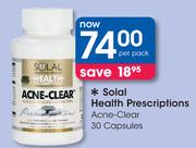 Solal Health Prescriptions Acne Clear 30 Capsules-Per Pack