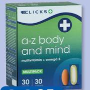 Clicks A-Z Body And Mind 30 Tablets And 30 Softgels-Per Pack