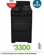 Univa 3 Plate Compact BLK Stove U305-1/U305B 21-474