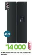 Defy 496Ltr BLK Glass SXS Fridge DFF456