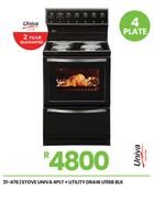 Univa 4 PLT + Utility Draw U116B Blk Stove 21-476