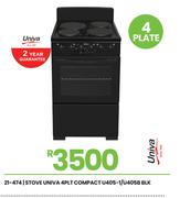 Univa 4 PLT Compact Blk Stove U405-1/U405B 21-474