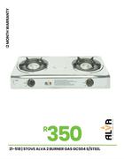 Alva 2 Burner S/Steel Gas Stove GCS04 21-518