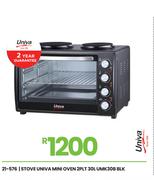 Univa 2 PLT 30L Blk Mini Oven Stove UMK30B 21-576