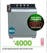 Defy 15Kg T/T Met Washing Machine DTT151 22-295