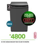 Defy 8Kg T/L Met Washing Machine DTL165/156 22-316