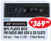 Dixon MP3 Player With FM Radio And USB & SD Slots MP233