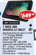Dixon 7" 4GB Android 5.0 Tablet V8