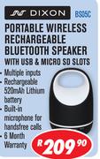 Dixon Portable Wireless Rechargeable Bluetooth Speaker With USB & Micro SD Slots BS05C