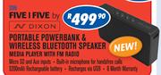 Dixon Five I Five By Portable Powerbank & Wireless Bluetooth Speaker Media Player With FM Radio S96