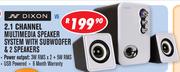 Dixon 2.1 Channel Multimedia Speaker System With Subwoofer & 2 Speakers V6