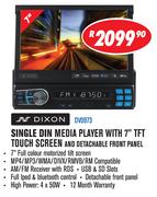 Dixon Single Din Media Player with 7" TFT Touch Screen and Detachable Front Panel DV0973