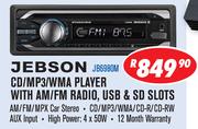 Jebson CD/MP3/WMA Player with AM/FM Radio, USB & SD Slots JB6980