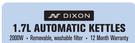 Dixon Corded Automatic Kettles SLD206A-1.7Ltr Each