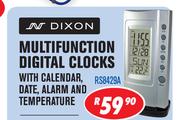 Dixon Multifunction Digital Clocks With Calendar,Date,Alarm & Temperature RS8429A