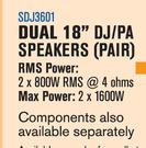 Dixon Dual 18" DJ/Pa Speakers (Pair) SDJ3601