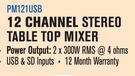 Dixon 12 Channel Stereo Table Top Mixer PM121USB
