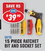 Dixon 15 Piece Ratchet Bit And Socket Set