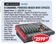Dixon 8 Channel Powered Mixer With Effects AM-XP808
