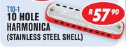 10 Hole Harmonica (Stainless Steel Shell)T10-1