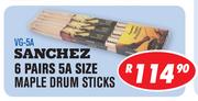 Sanchez 6 Pairs 5A Size Maple Drum Sticks VG-5A
