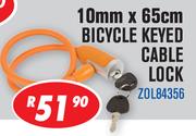 Bicycle Keyed Cable Lock ZOL84356-10mm x 65mm