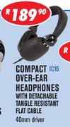 Dixon Compact Over-Ear Headphones with Detachable Tangle Resistant Flat Cable IC16